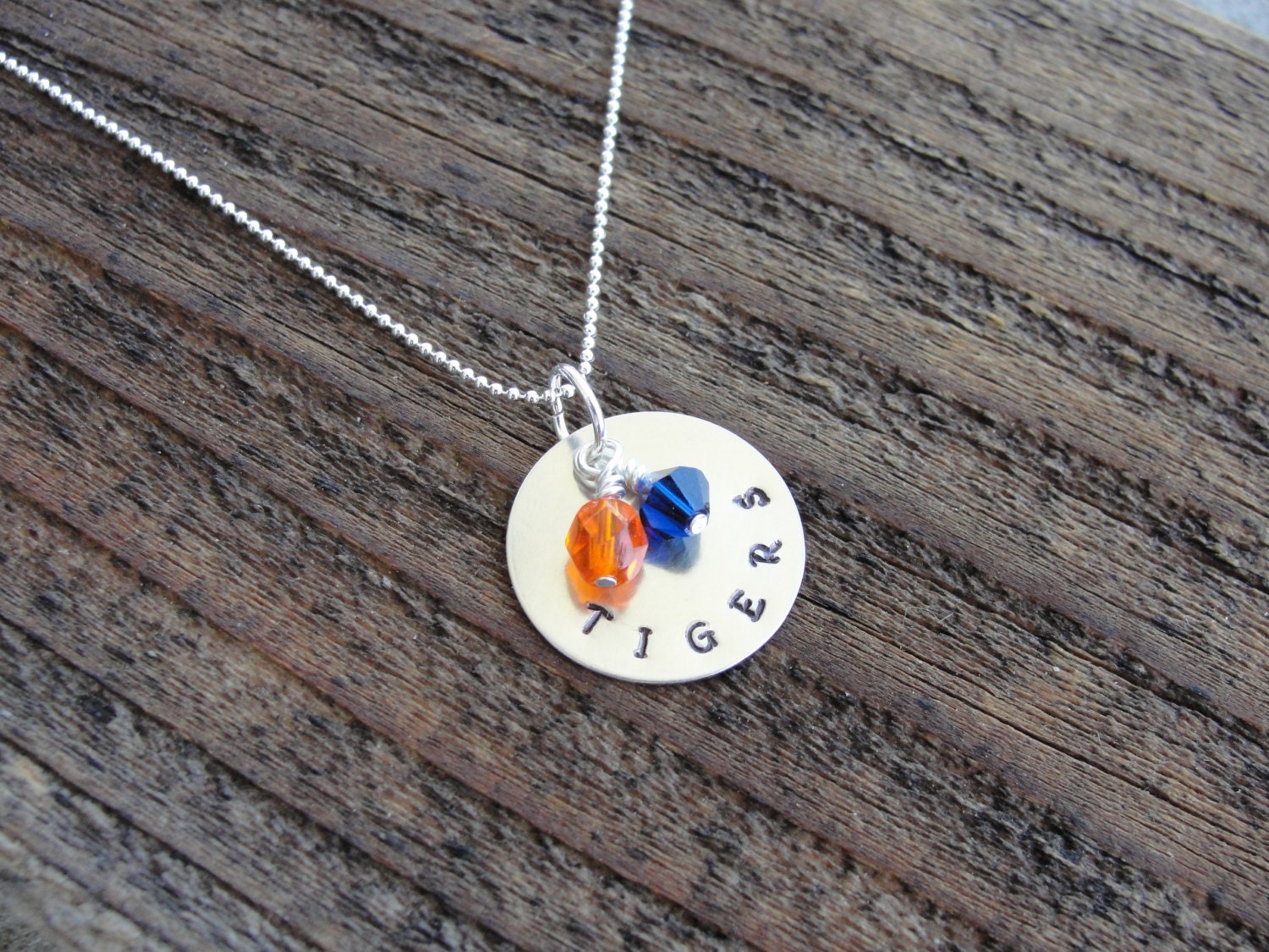 Detroit Tigers Hand Stamped Metal Necklace