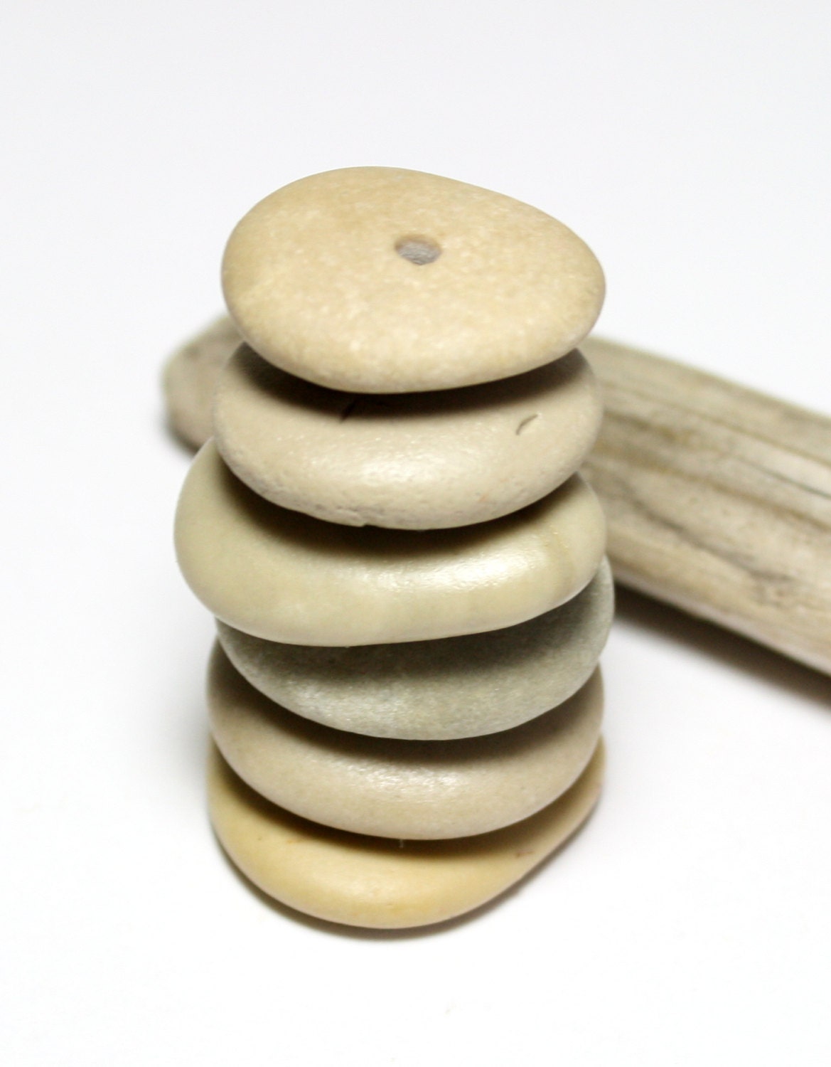 White Pebbles Beach Stones Jewelry Rondelle Spacers- Cream Ivory Neutral River Lake Rocks- "Natural Discs" by Allybeans