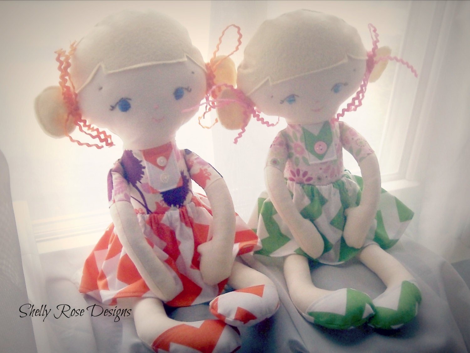 Miss Jane Doll--Plush--Hand Stitched Eyes--1 Each Ready To Ship--Chevron Shoes--1 Skirt Included