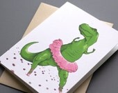 T-Rex Ballerina Notecard