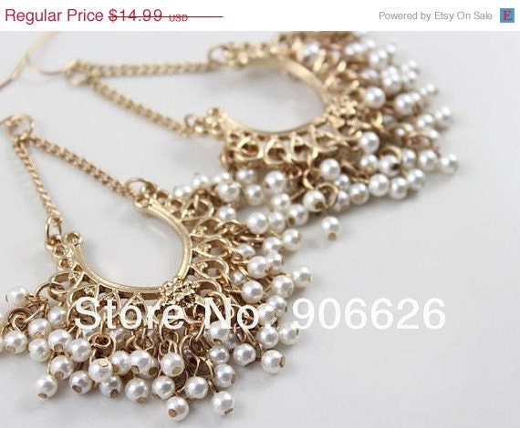 75% OFF CLEARANCE White Pearl Chain Dangle Earrings