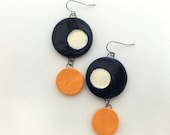 Limited Edition Dangle Earrings in Navy blue, white and yellow