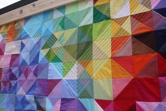 Customizable, Made To Order, Colorful, Triangle, Geometric, Throw Size Quilt