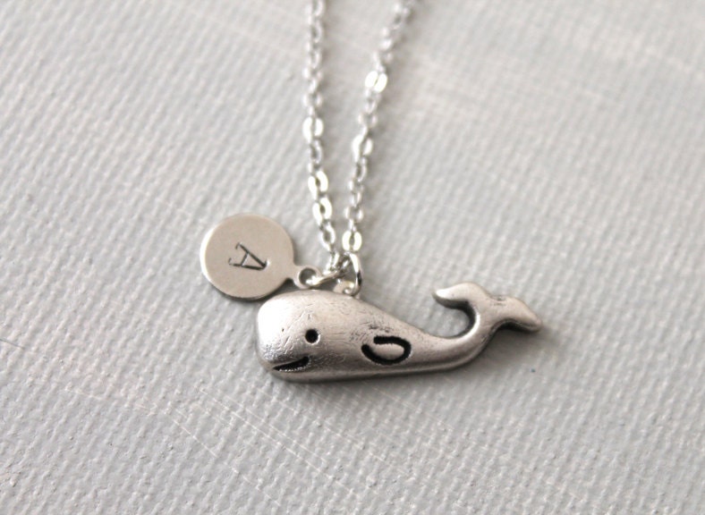 Personalized Initial Whale Necklace