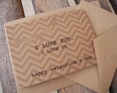 I Love You - I Love Us, Anniversary Card, Birthday Card, Chevron Bunting Banner Kraft Greeting Card, Valentine's Day Card Love