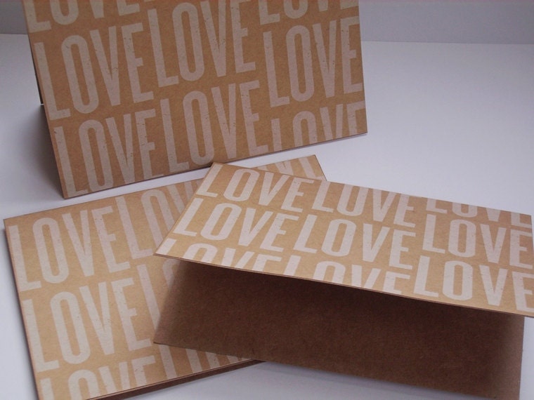Love Note Cards - Valentine Cards, I Love You Card Set, White Kraft Paper Stationery Set Valentine Note Cards, Rustic Kraft Love Notes