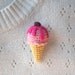 Amigurumi Ice Cream Brooch -  Pink Ice Cream with Fuchsia Topping