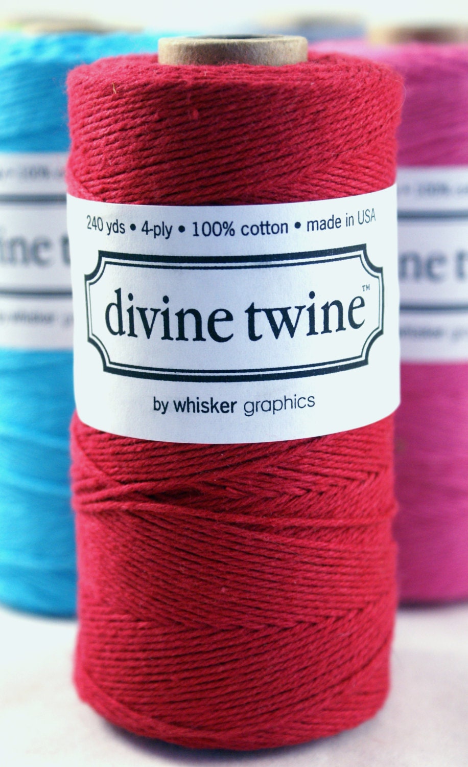 SOLID Dark SCARLET RED Bakers Twine String for crafting, gift wrapping, packaging, invitations - 240 yards