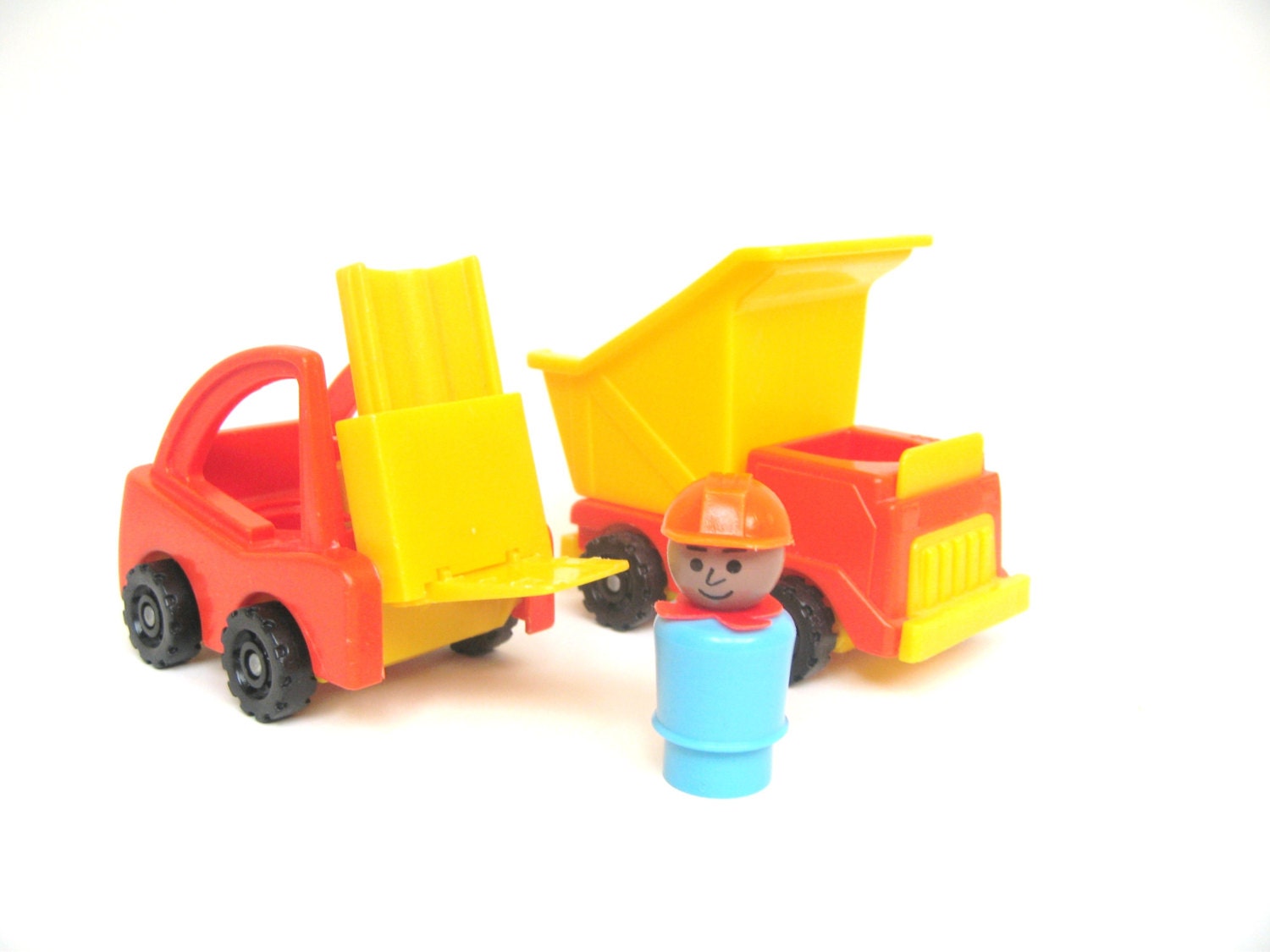 Vintage Fisher Price Red Construction Trucks