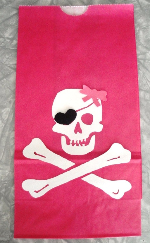 GIRL Jolly Roger Skull Crossbones Treat Sacks PIRATE Island Theme Birthday Party Favor Bags by jettabees on Etsy Il_170x135