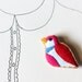 Bird Brooch Felt Pin - Colorful Red Pink Blue Colorblock