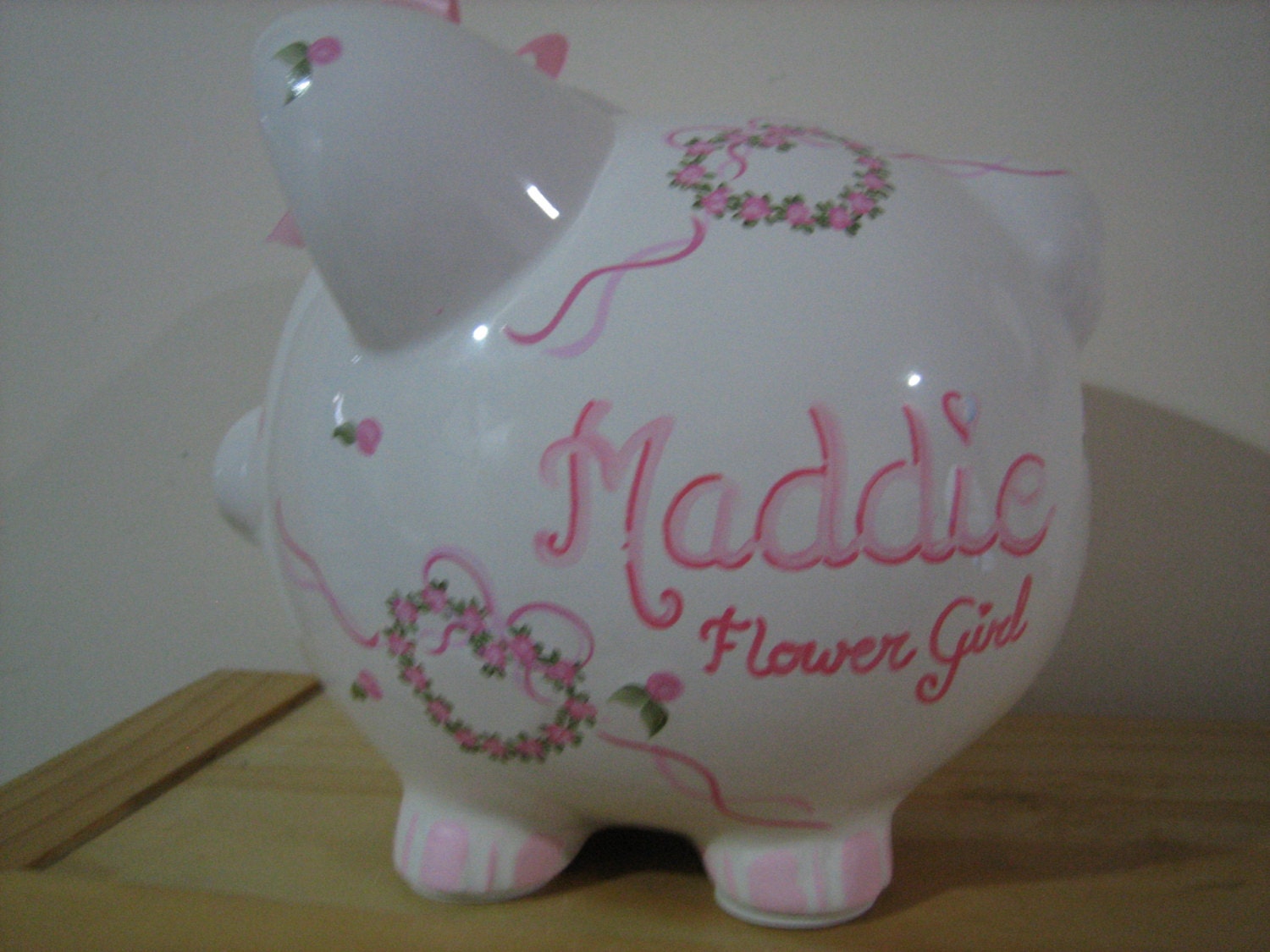 Personalized Large Flower Girl Piggy Bank- Perfect wedding Gift, keepsake