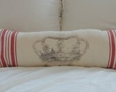 french crown feed sack pillow with fringe