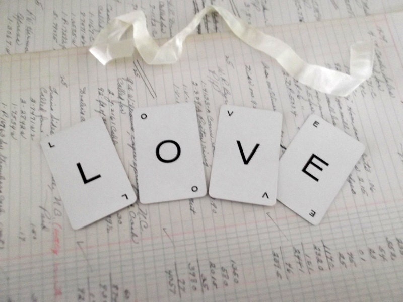Vintage Letter Cards Banner Wedding Banner LOVE Bridal Wedding Shabby Chic
