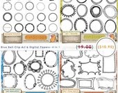 Doodle Frames - Label Clip Art -  Sale (4 in 1) Hand Drawn Digital Stamps PNG & Photoshop Brushes - Frame ClipArt - Instant Download