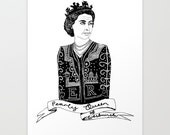 Illustrated Pearly Queen Digital print, wall art A4 210mm x 297mm