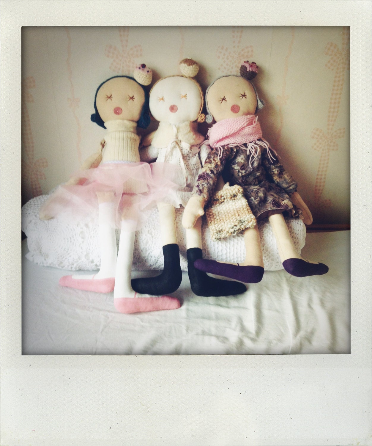 Rag doll, quality cloth doll, handmade, unique, spring collection, cupcake limited edition, one of a kind, recycled vintage textil