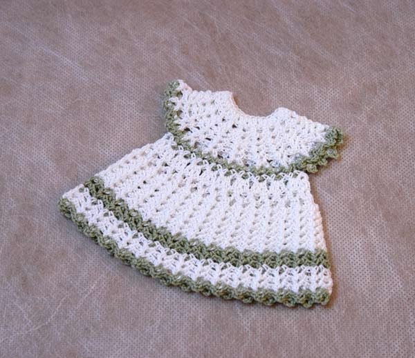 Coffee Mug Rug Crochet Coaster, Hot Pad, Pinafore Dress Design Mat, Handmade by NutmegCottage, Hostess Gift Idea