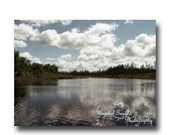 Nature Photography Waterscape Outdoor 5x7 Fine Art Print blue green white clouds reflection