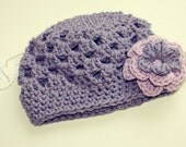 Dark Purple Crochet Hat 3-6 Month Old Size Spring Summer Fall Cotton