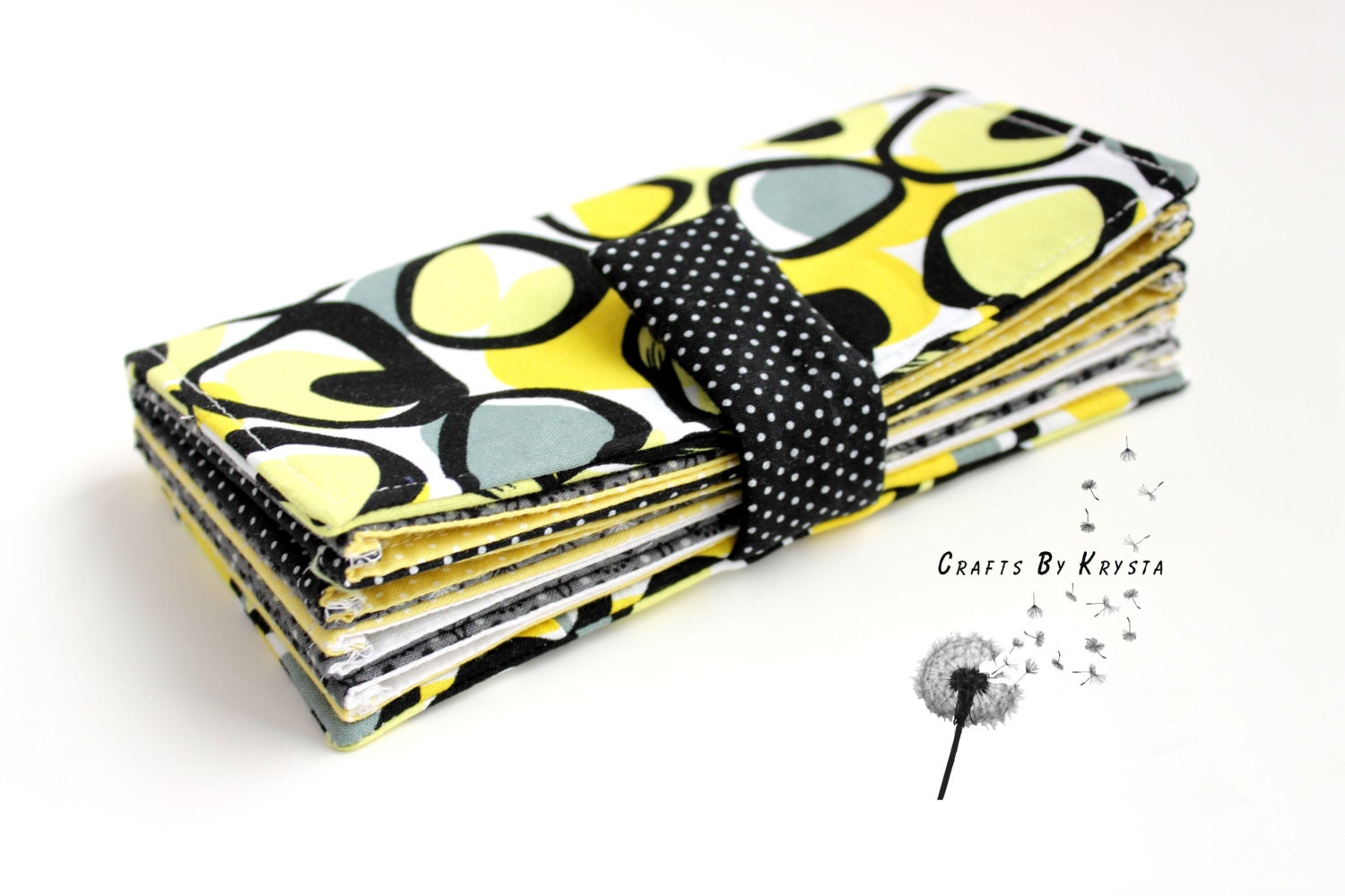Fabric Wallet Pocketbook - Cash and Cards Organizer - Grey, Yellow, Black - Women's