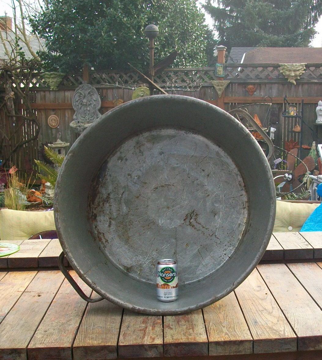 Primitive 29" Handmade Rustic Steel 2 Handle Pot - WWII