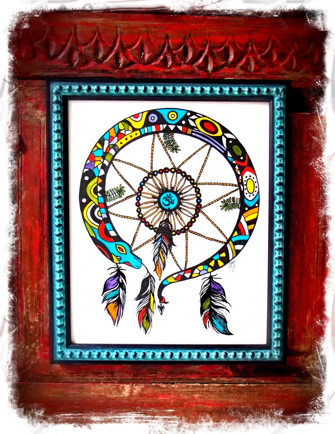 AYAHUASCA Snake mandala DREAMCATCHER totem for men Spiritual art Healing Art Mens TATTOOS Om mandala Yoga Meditation