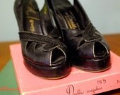 Size 6 - Black Platform Sling Backs with stud-like design