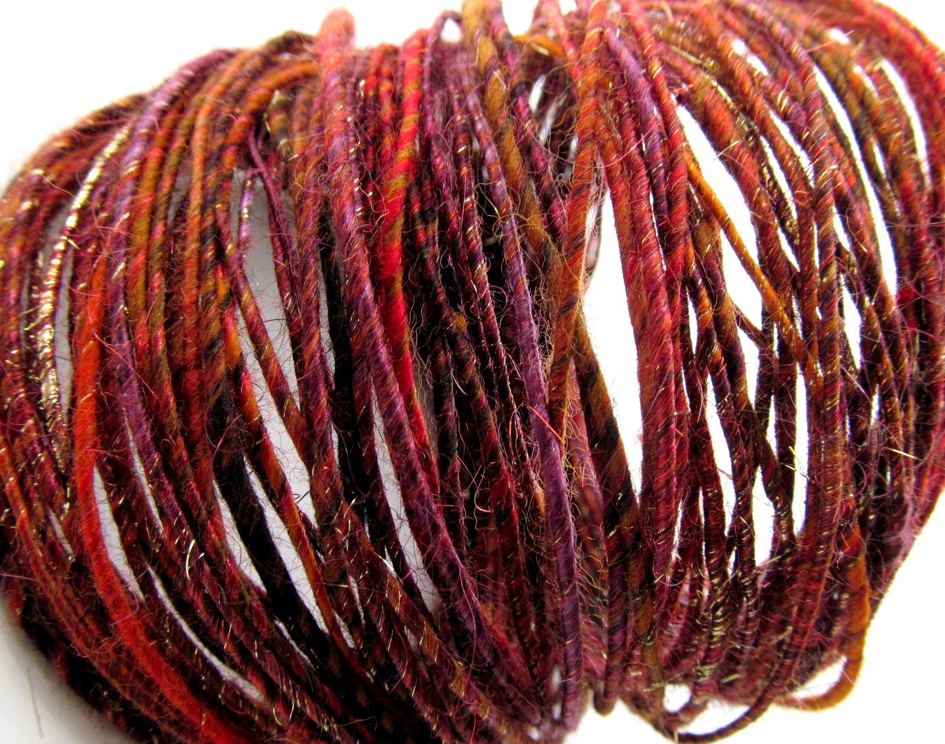 Flame WoolyWire (tm) - Handspun FIberWire for Jewelry - 3 FEET