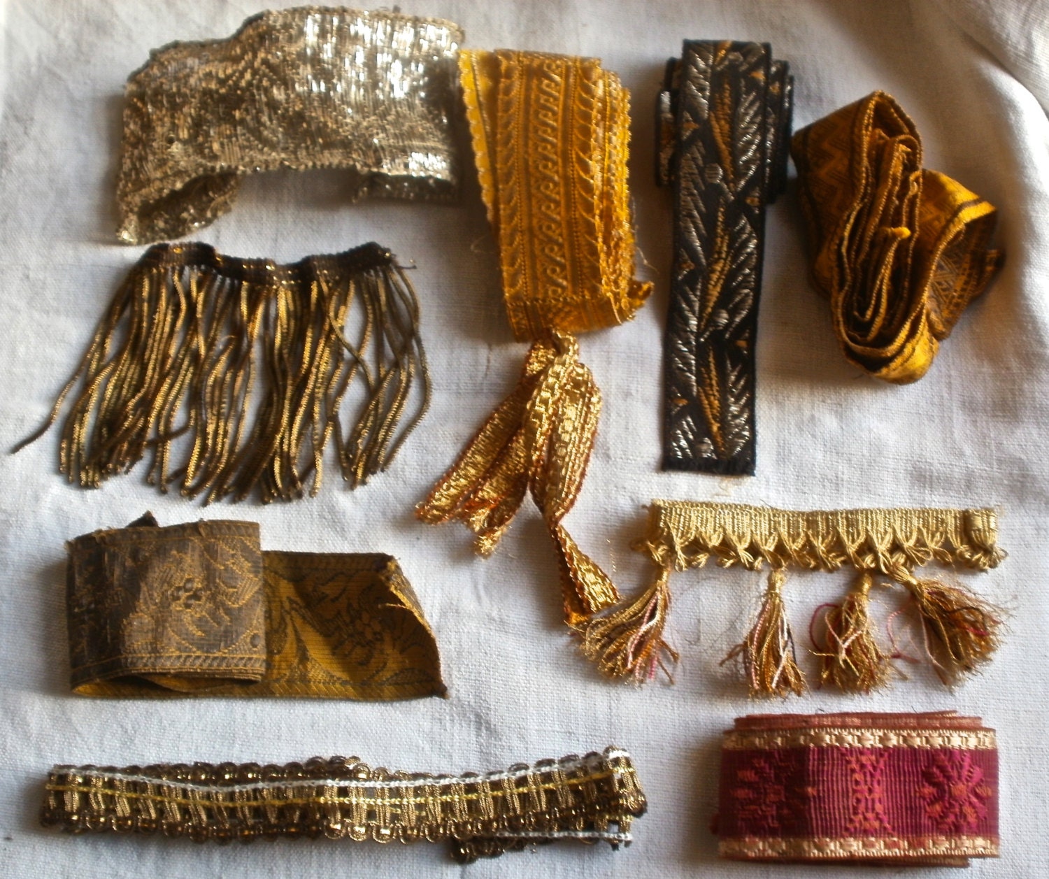 Collection of 10 Metallic Tapes & Braids Pre Raphaelites for Small Baroque Projects Rococo Antique Golden and Metallics Steampunk OOAK