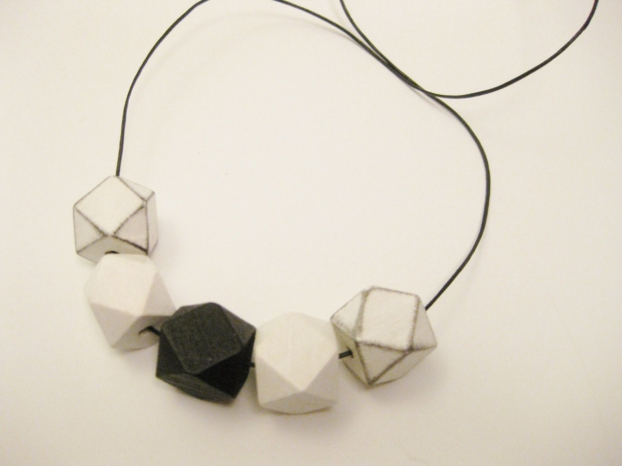 Black and White Wooden Bead Necklace