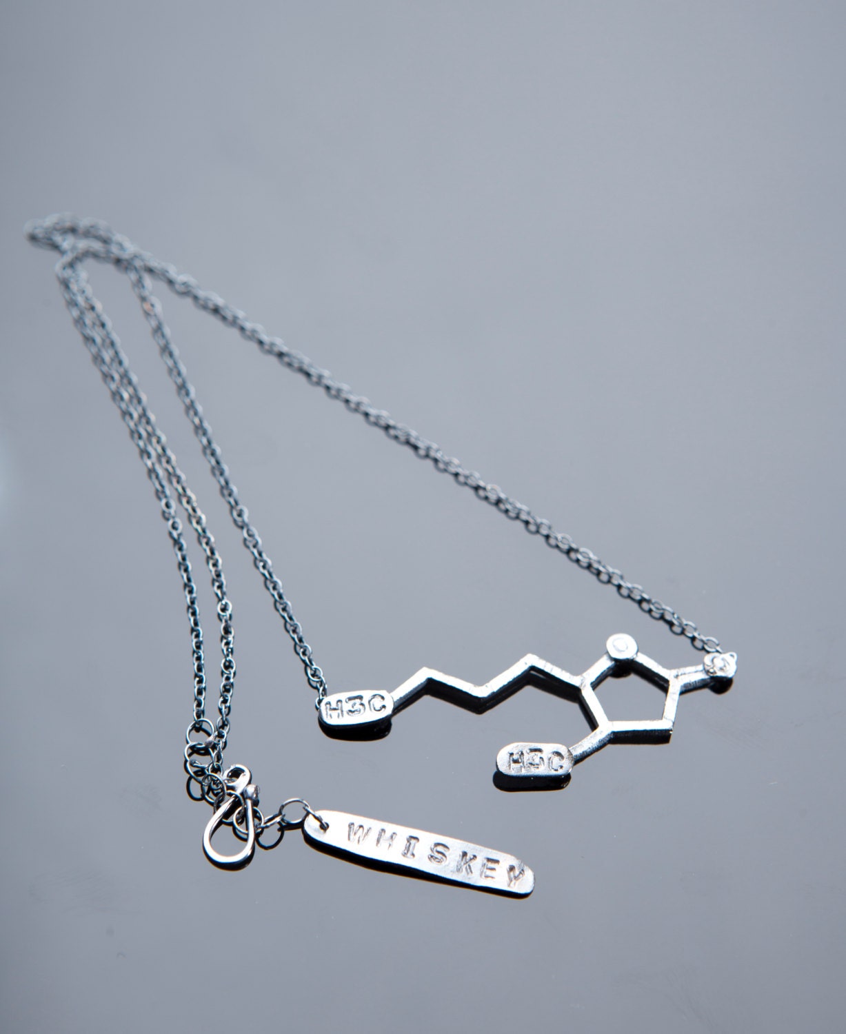 Whiskey Chemical Structure 16" Necklace in Sterling Silver