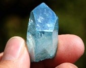 Aqua Aura Blue Quartz Crystal Point