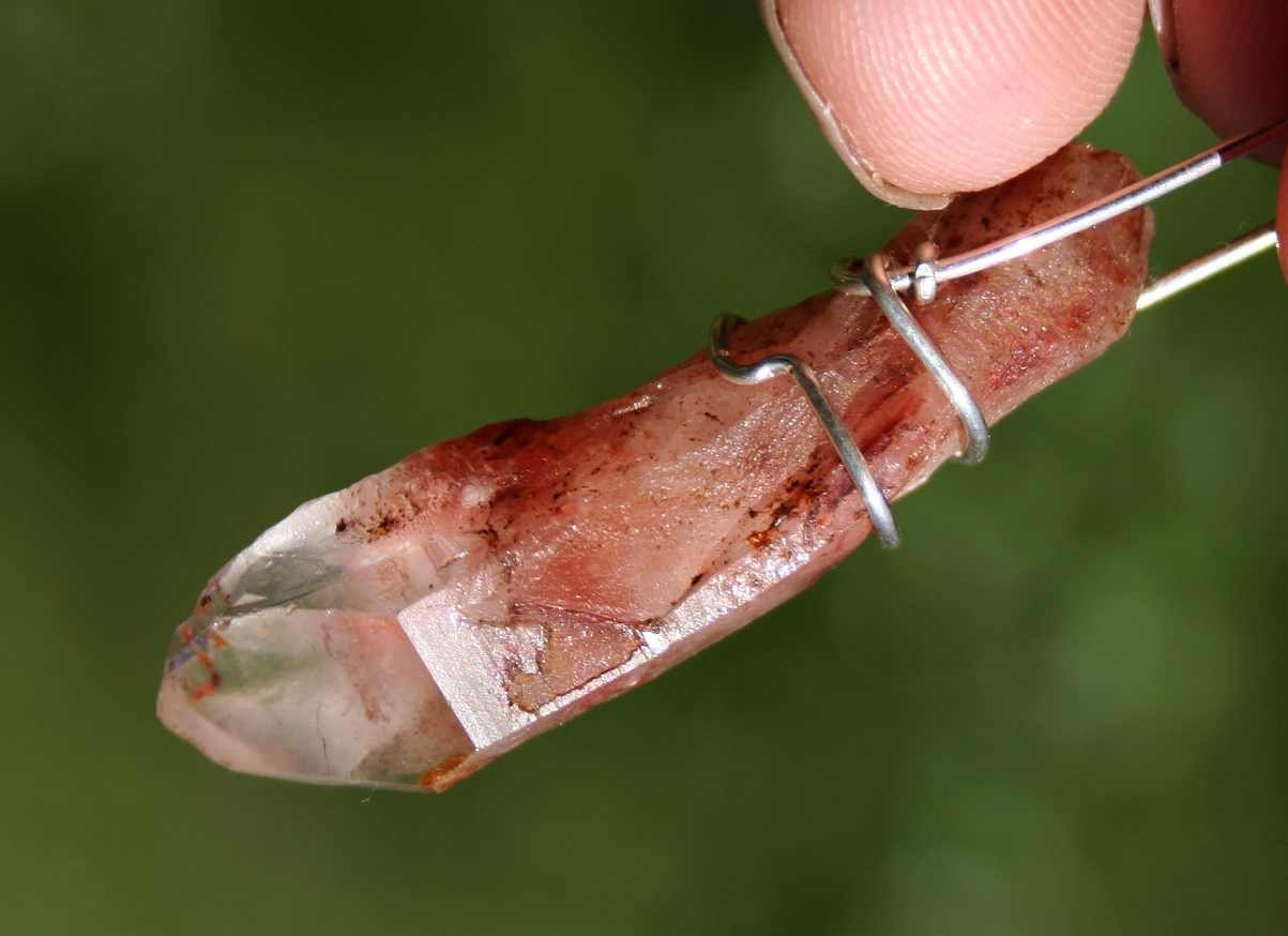 Amphibole Quartz Crystal Pendant Wrapped in Argentium Silver