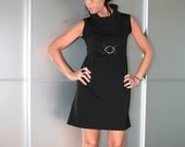 Black Slim Fitting Silhouette Dress Vintage Style Size XS S M