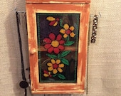 Upcycled Jewelry Organizing Display (Yellow and Rust Flower Cabinet)