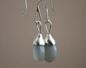 SAMPLE SALE - light grey moonstone drops  and sterling silver dangle earrings