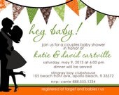 Custom Couples Baby Shower Invitation Boy or Girl YOU PRINT damask Invite digital invite bunting banner