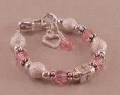 Baby Baptism Bracelet, christening, birthstone, personalize, childrens jewelry, girl bracelets, goddaughter gift, niece, cross, dedication