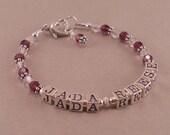 Madison Birthstone Name Bracelet, Sterling Silver, bracelets, little girls jewelry, baptism, baby girl, birthday, purple, february, amethyst