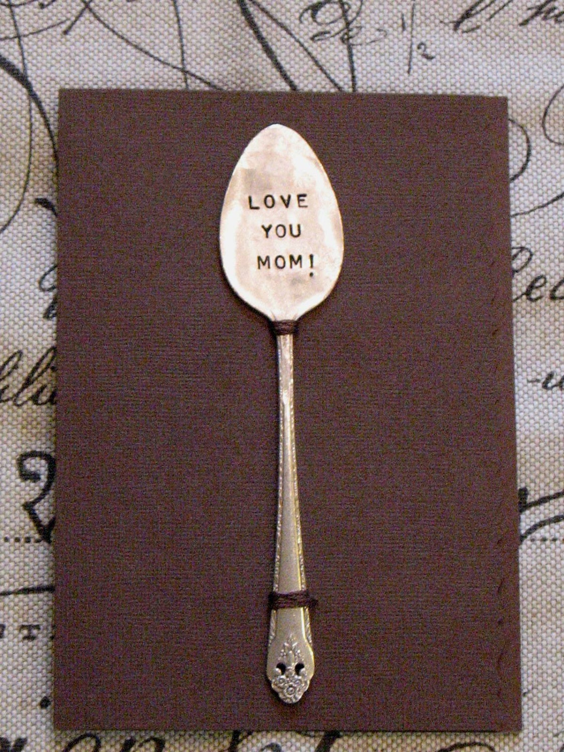 Vintage Silverware Greeting Card Love You Mom Mother's Day Card Love Garden Marker Keepsake