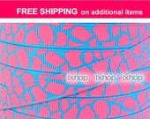 5 yards 3/8" 9mm Giraffe Spot Hot Pink Animal Grosgrain Ribbon 7100/97 ..... FREE SHIPPING on additional items