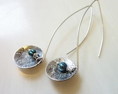 Eighth Note Sterling and Pearl Earrings RESERVED