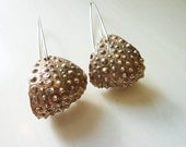 Bronze Sea Urchin and Sterling Silver Earrings