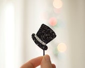 Mini Top Hat Bobby Pin Hair Clip Black Glitter Shimmering Summer Accessories Other Colours Fuchsia Silver Gold Red Available Women Girls
