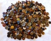 550 Antique Vintage Assortment of Brown Buttons, Lots of Tagua Nut, also Celluloid, Bone, Bakelite, Wood, in Autumn Jewel tone Colors