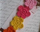 Crochet Baby Hair Clip - Toddler Hair Clip - Pink, Hot Pink, Yellow, Orange  - Organic Cotton Crochet Flower - Snap Clips - Set of 4