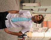 Blue Necktie. Sky Blue. Dandelion Wish. Fluff. Hand Painted Necktie