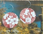 Recycled tin, upcycled tin, vintage tin, tin can, vintage metal, diamond, vintage can, tin can earrings, recycled earrings, cherryblossoms