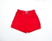 Red high waist denim shorts petite 1990s
